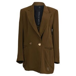 Petar Petrov Double-Breasted Blazer with Pockets in Olive Wool